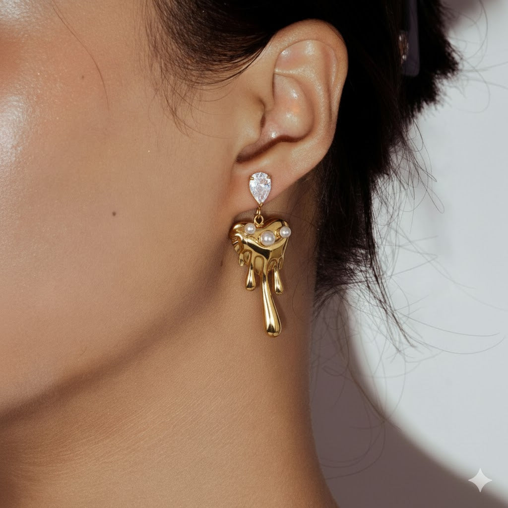 Boucles d’oreilles golden cœur